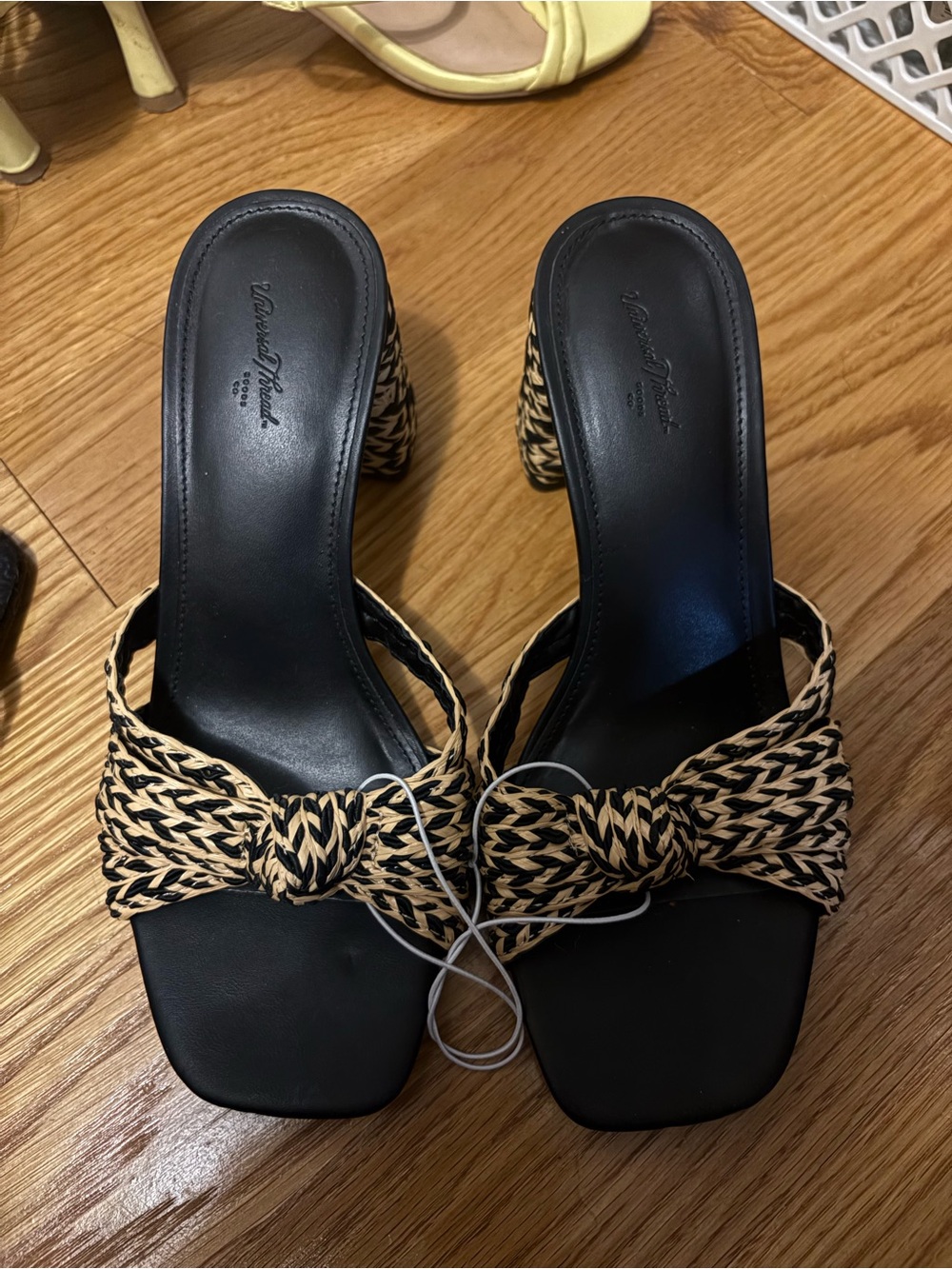 Vince Camuto Black & Natural Braided Knot Mule Sandals